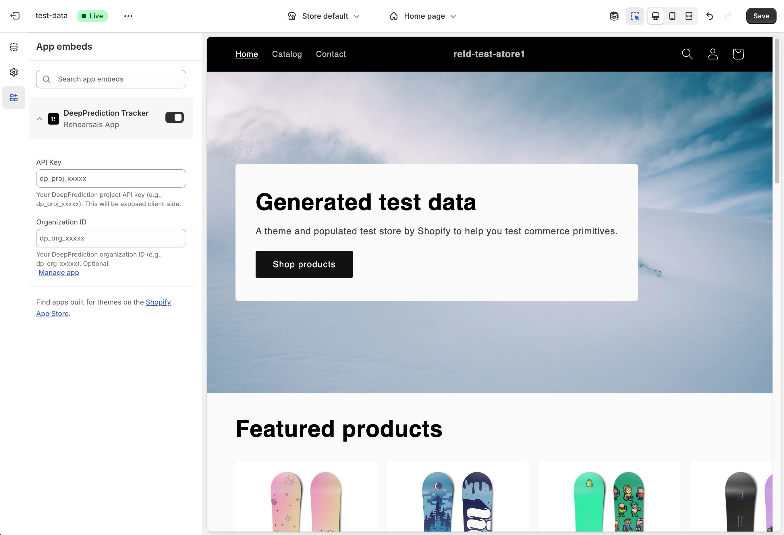 Theme App Embeds Configuration